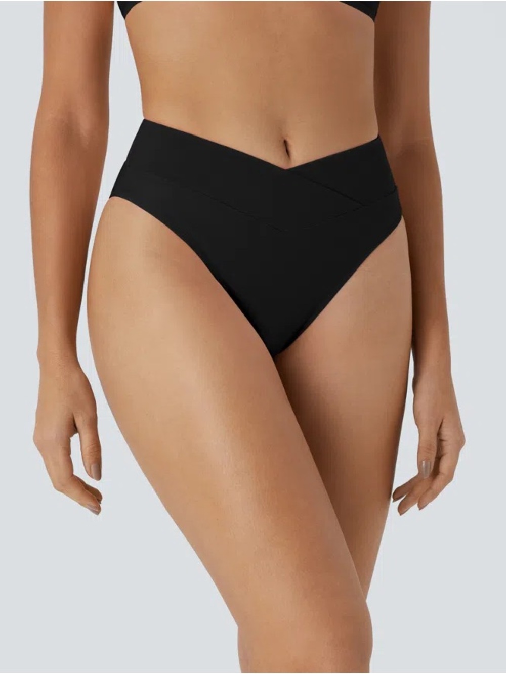NEW HALARA High-Waist Black Cross Front Swim Bottlms Size Small